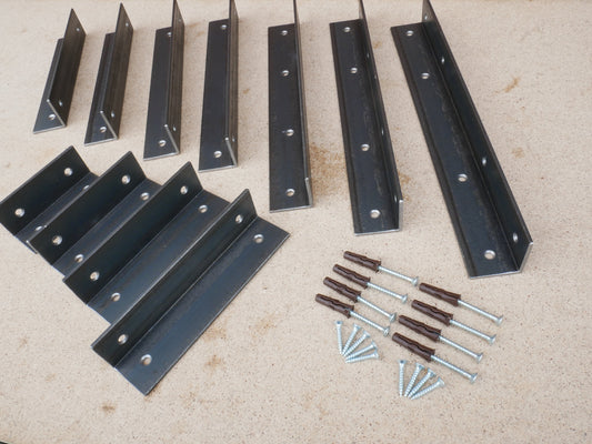 Set of 2 Alcove Shelf Brackets Shelves Corner Angle Steel Scaffold Timber Board Metal Bracket, Weldpress Fabrication, Leicester Fabrication