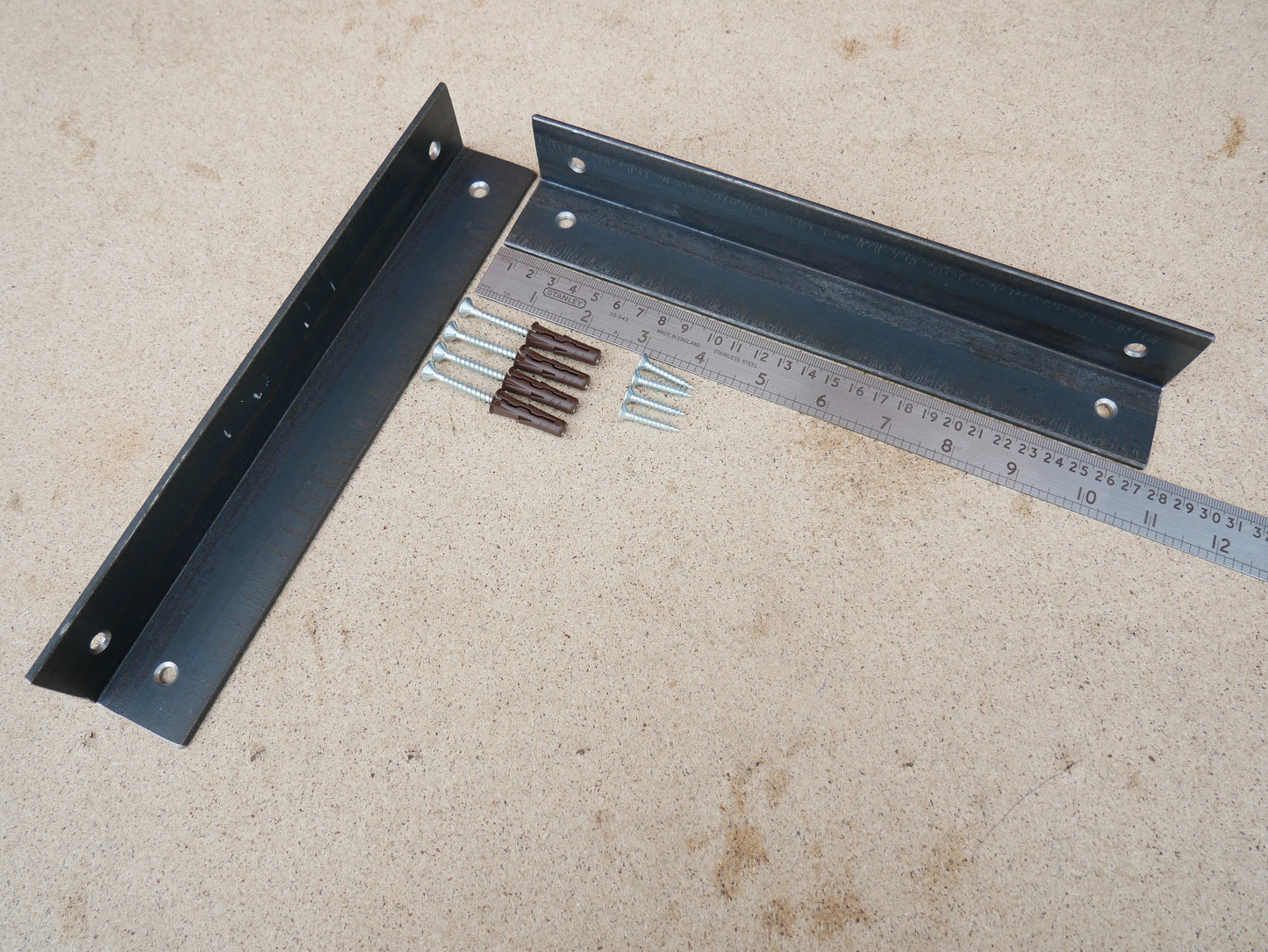 Set of 2 Alcove Shelf Brackets Shelves Corner Angle Steel Scaffold Timber Board Metal Bracket, Weldpress Fabrication, Leicester Fabrication