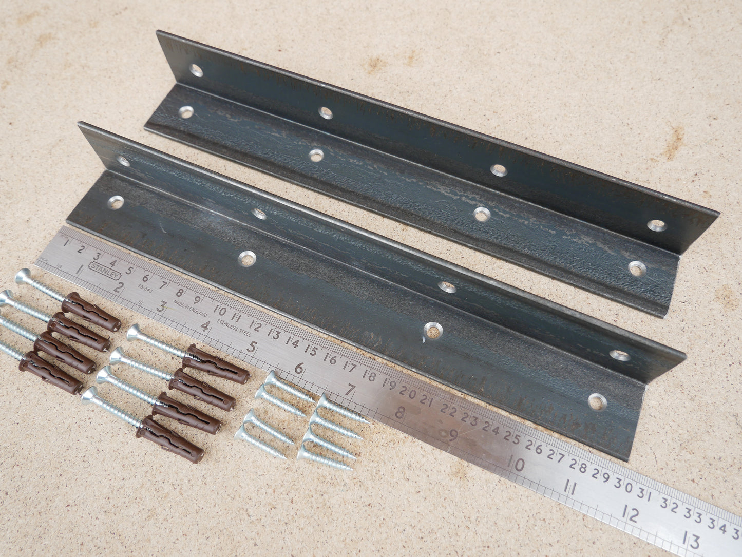 Set of 2 Alcove Shelf Brackets Shelves Corner Angle Steel Scaffold Timber Board Metal Bracket, Weldpress Fabrication, Leicester Fabrication